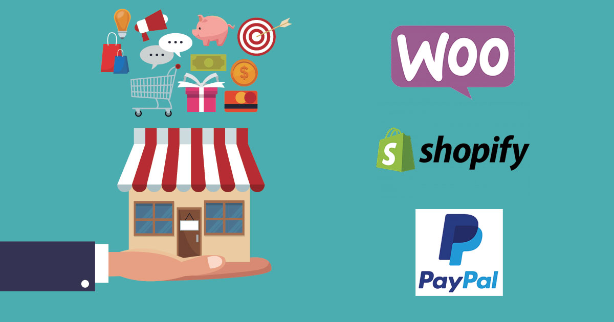 E-commerce options: Woo Commerce, Shopify, and PayPal