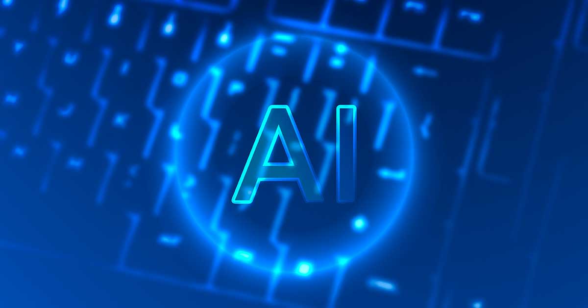 Neon AI over a keyboard.