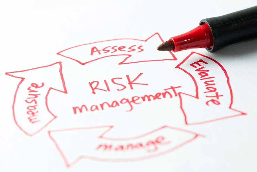 Risk management diagram in red ink.