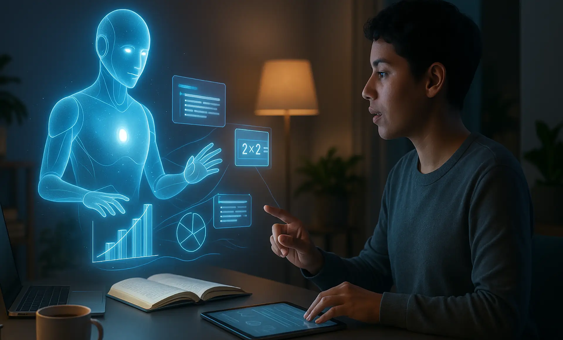 AI assistant tutoring a student.