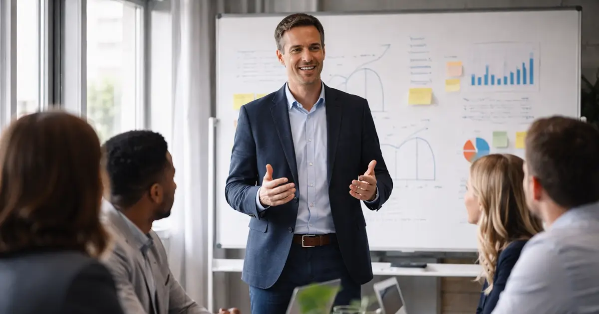 Business leader planning structured AI implementation strategy