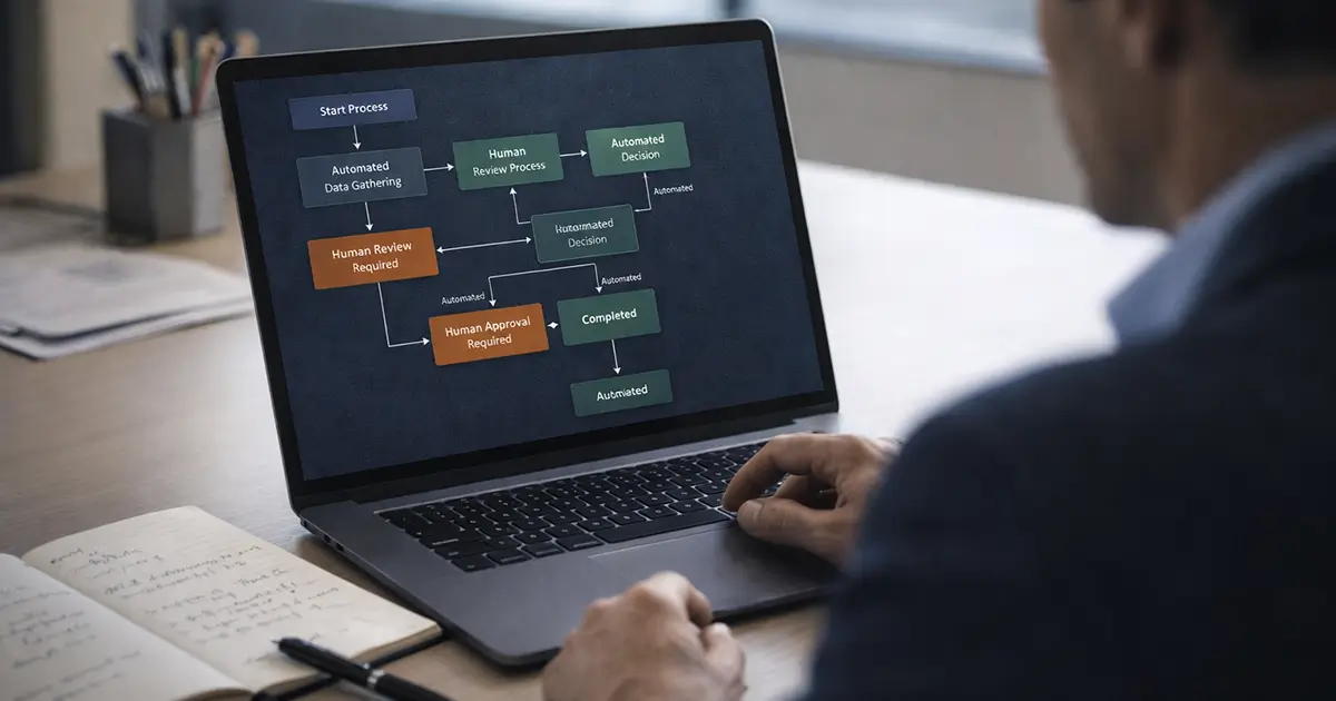 Business professional evaluating where AI should be applied in workflows