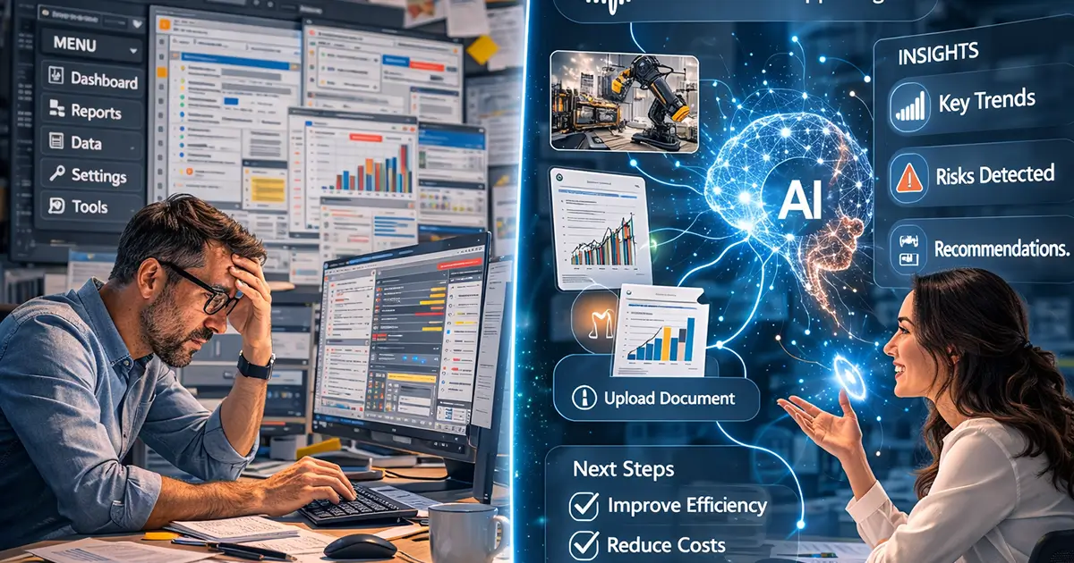 comparison between traditional software interface and multimodal ai interaction