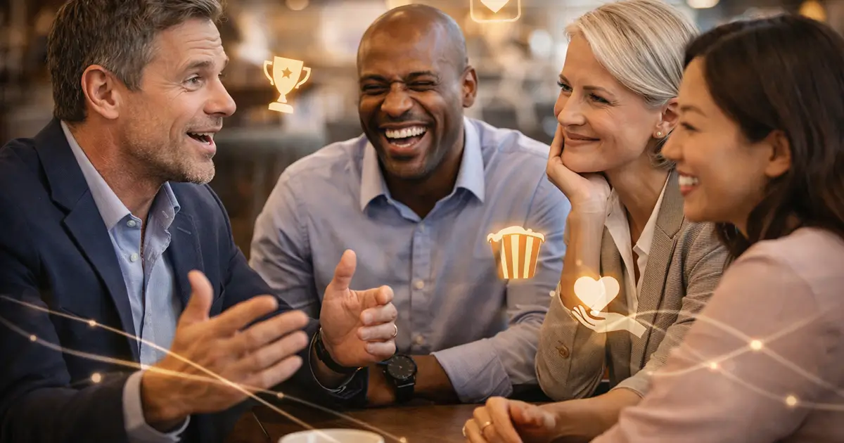 Group conversation showing emotional drivers like status identity and helping others that influence why people share information