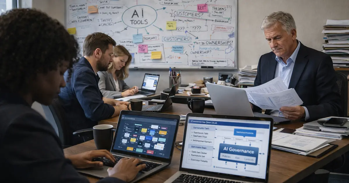 Small business team using AI tools without formal structure or governance